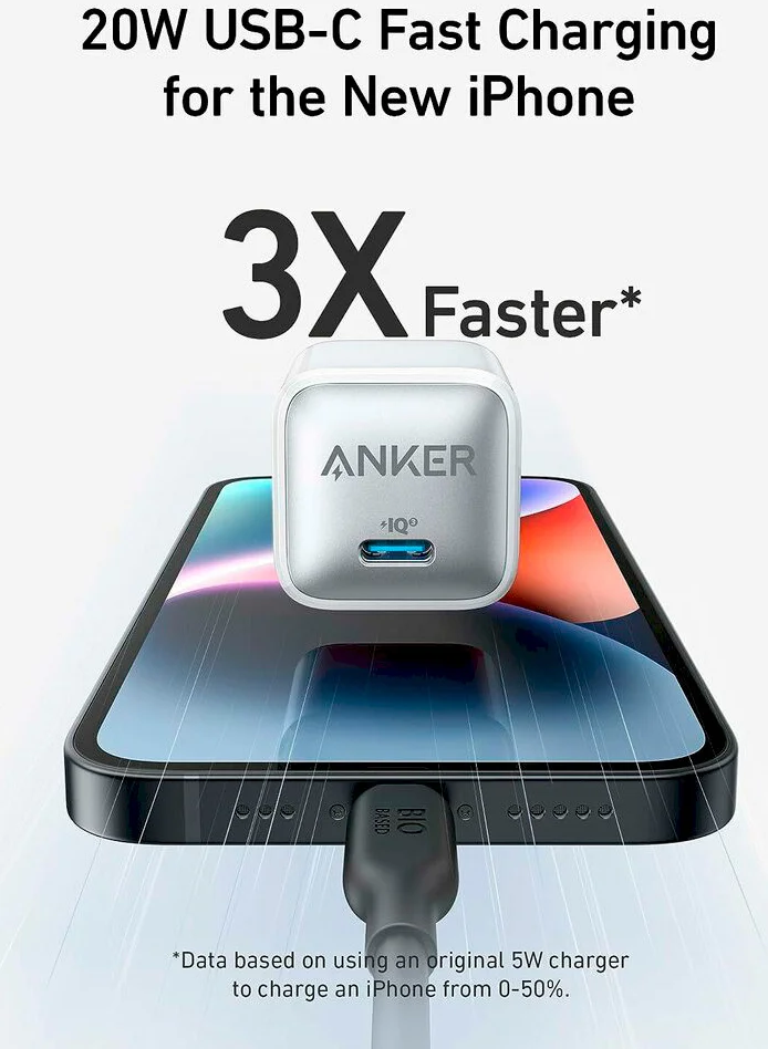 Anker 512 Nano Pro (20W) Fast Charge Adapter USB-C Snellader Wit afbeelding 2
