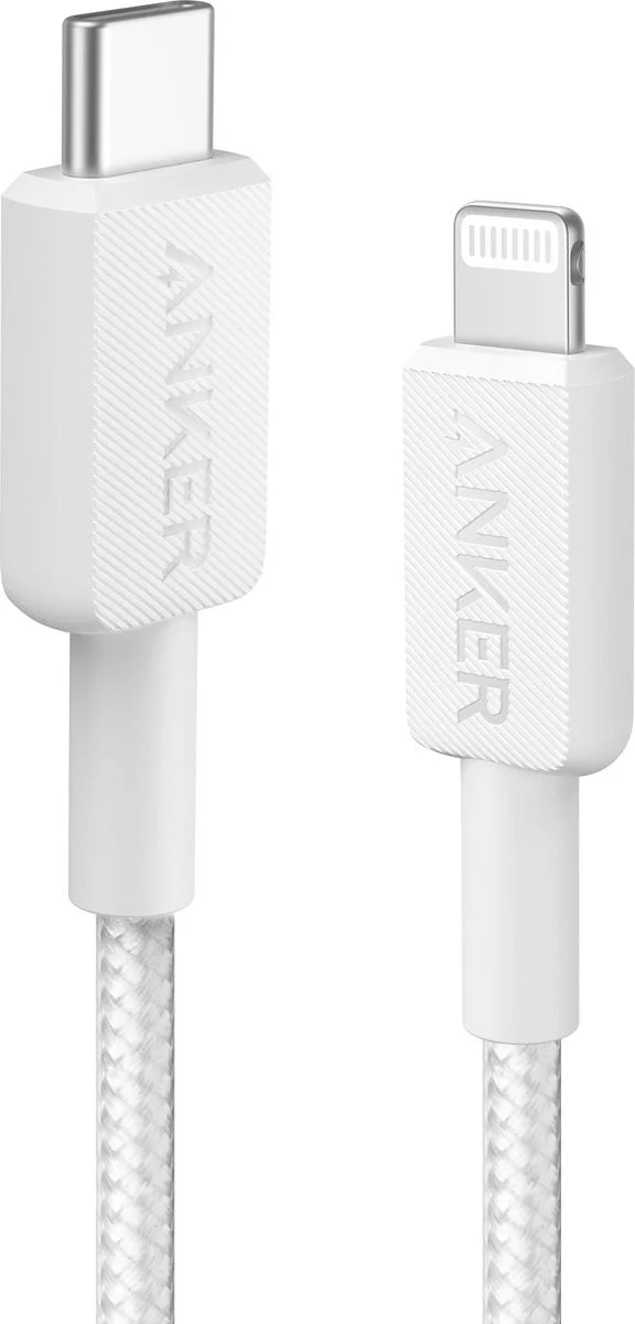 Anker 322 Gevlochten MFi USB-C naar Apple Lightning Kabel 0.9M Wit afbeelding 1