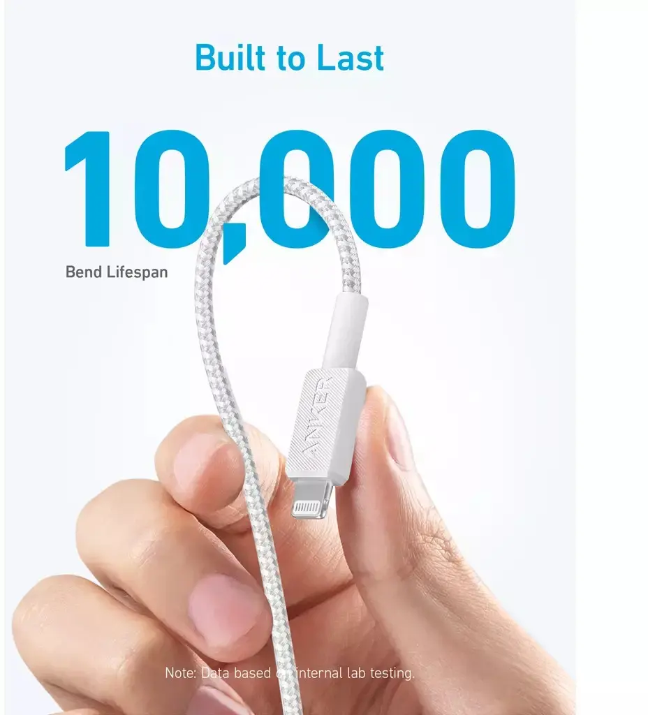 Anker 322 Gevlochten MFi USB-C naar Apple Lightning Kabel 0.9M Wit afbeelding 4