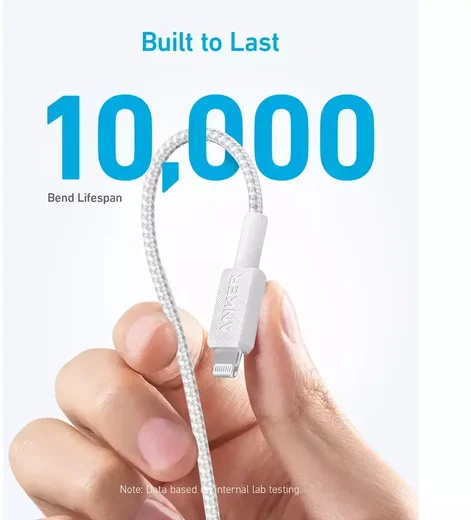 Anker 322 Gevlochten MFi USB-C naar Apple Lightning Kabel 0.9M Wit afbeelding 4