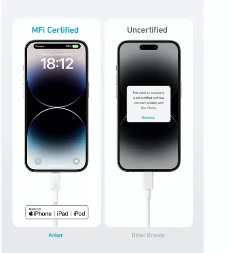 Anker 322 Gevlochten MFi USB-C naar Apple Lightning Kabel 0.9M Wit afbeelding 3