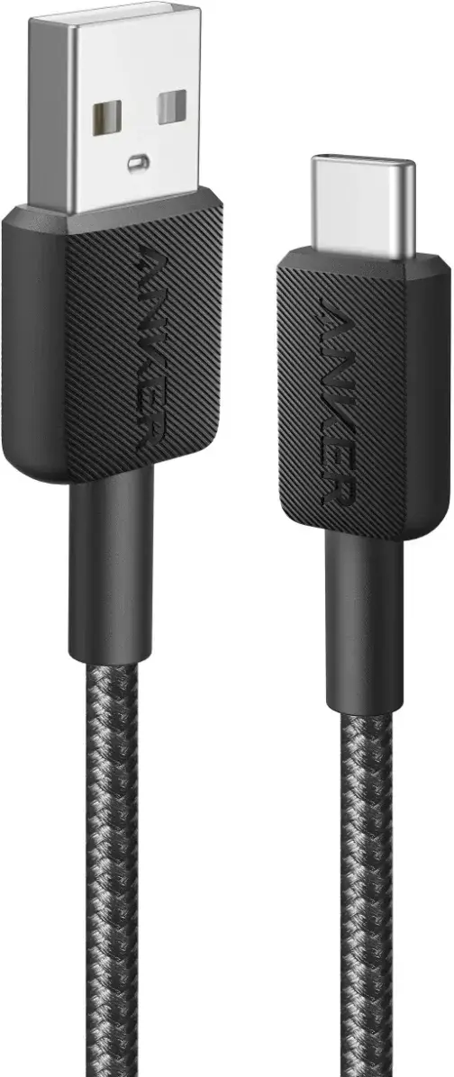 Anker 322 Gevlochten USB-A naar USB-C Kabel 1.8M Zwart afbeelding 1