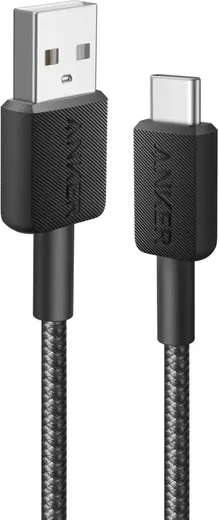Anker 322 Gevlochten USB-A naar USB-C Kabel 1.8M Zwart afbeelding 1