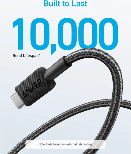 Anker 322 Gevlochten USB-A naar USB-C Kabel 1.8M Zwart afbeelding 5