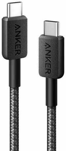 Anker 322 (60W) Gevlochten USB-C naar USB-C Kabel 1.8M Zwart afbeelding 1