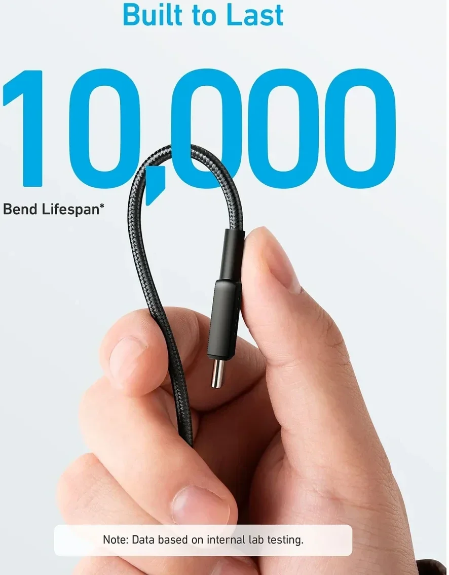 Anker 322 (60W) Gevlochten USB-C naar USB-C Kabel 1.8M Zwart afbeelding 4
