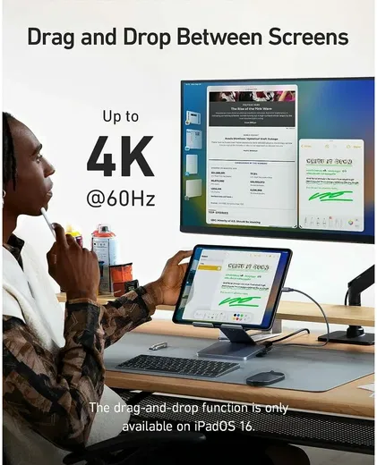 Anker 551 8-in-1 USB-C Hub en iPad / Tablet Houder Grijs afbeelding 4