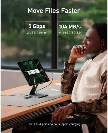 Anker 551 8-in-1 USB-C Hub en iPad / Tablet Houder Grijs afbeelding 6