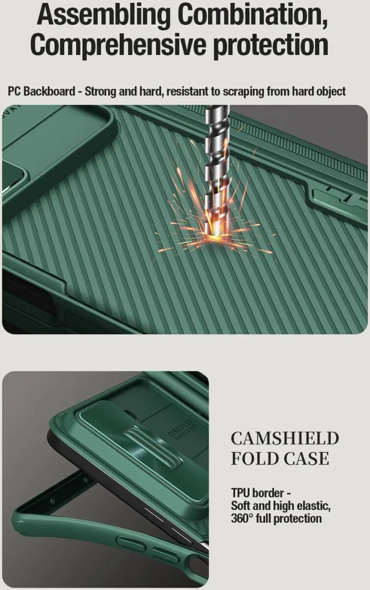 Nillkin CamShield Samsung Galaxy Z Fold 5 Hoesje Pen Edition Groen afbeelding 7