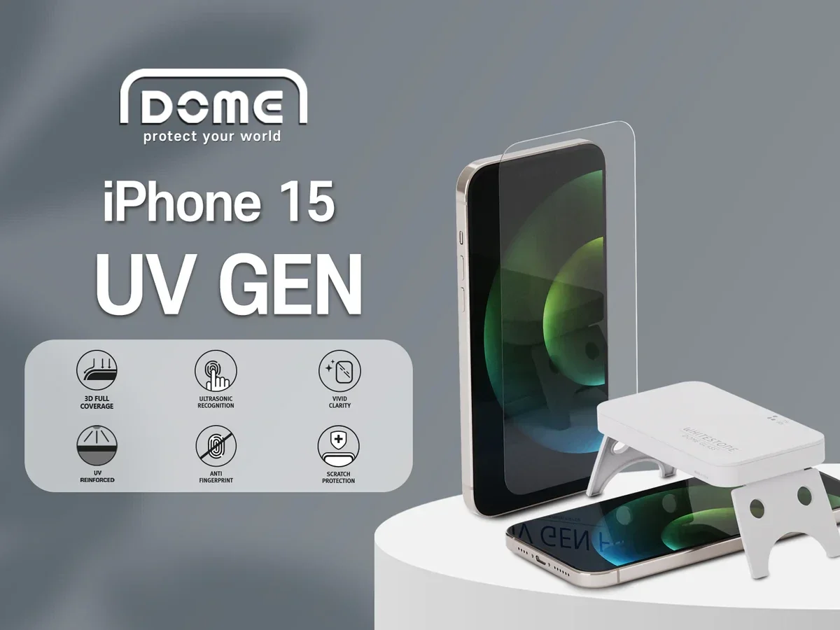 Whitestone UV Gen iPhone 15 Screen Protector UV-Licht Folie (2-Pack) afbeelding 7