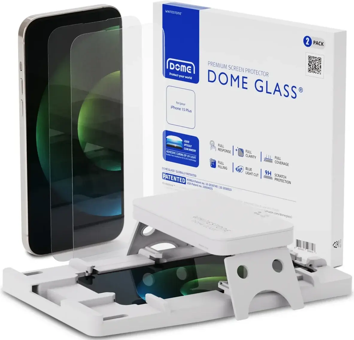 Whitestone Dome Glass Apple iPhone 15 Plus / 16 Plus Screen Protector (2-Pack) afbeelding 1