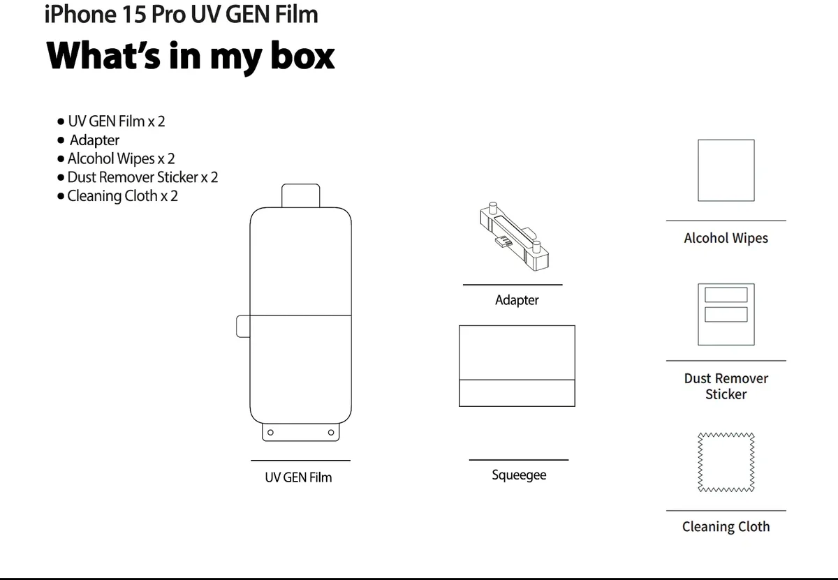 Whitestone iPhone 15 Pro Screen Protector UV-Licht Folie (2-Pack) afbeelding 8