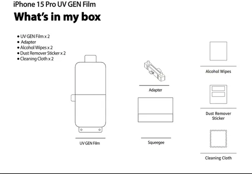 Whitestone iPhone 15 Pro Screen Protector UV-Licht Folie (2-Pack) afbeelding 8