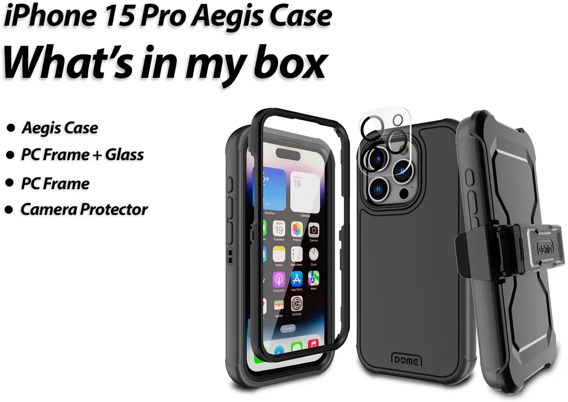 Whitestone Aegis Apple iPhone 15 Pro Hoesje Full Protect Cover Zwart afbeelding 10