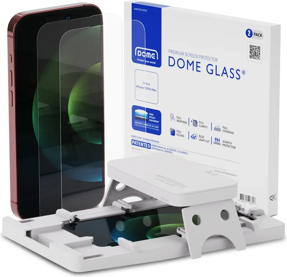 Whitestone Dome Glass iPhone 15 Pro Max Screen Protector (2-Pack) afbeelding 1