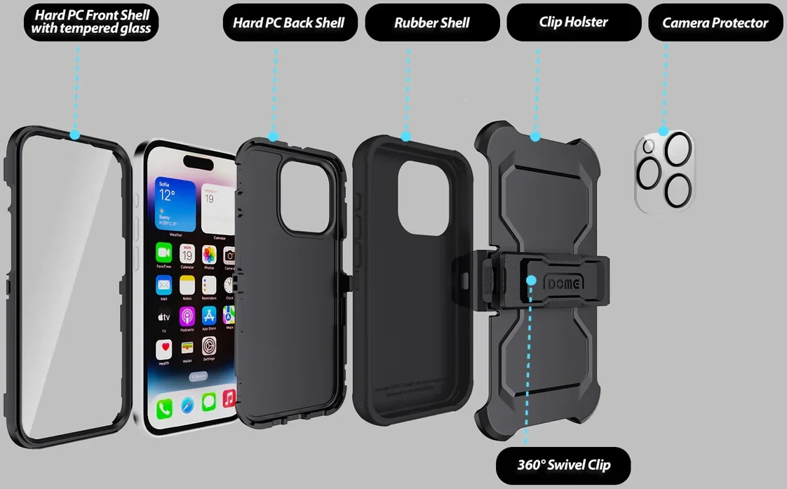 Whitestone Aegis iPhone 15 Pro Max Hoesje Full Protect Cover Zwart afbeelding 9