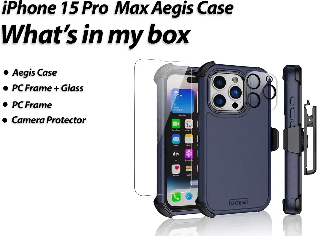 Whitestone Aegis iPhone 15 Pro Max Hoesje Full Protect Cover Zwart afbeelding 10