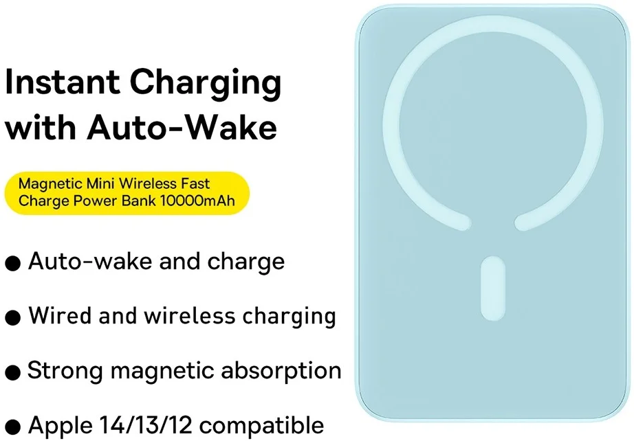 Baseus Megattach 10.000 mAh Powerbank Compact Met MagSafe Blauw 20W afbeelding 3