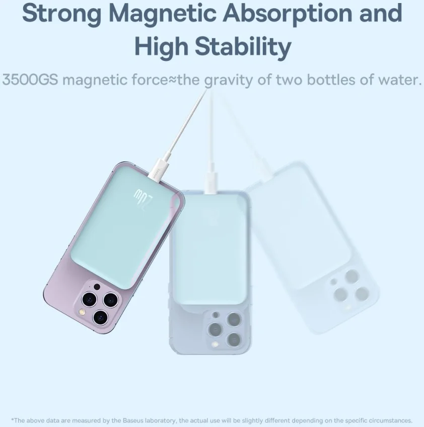 Baseus Megattach 10.000 mAh Powerbank Compact Met MagSafe Blauw 20W afbeelding 6