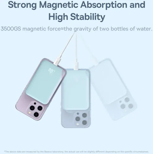 Baseus Megattach 10.000 mAh Powerbank Compact Met MagSafe Blauw 20W afbeelding 6