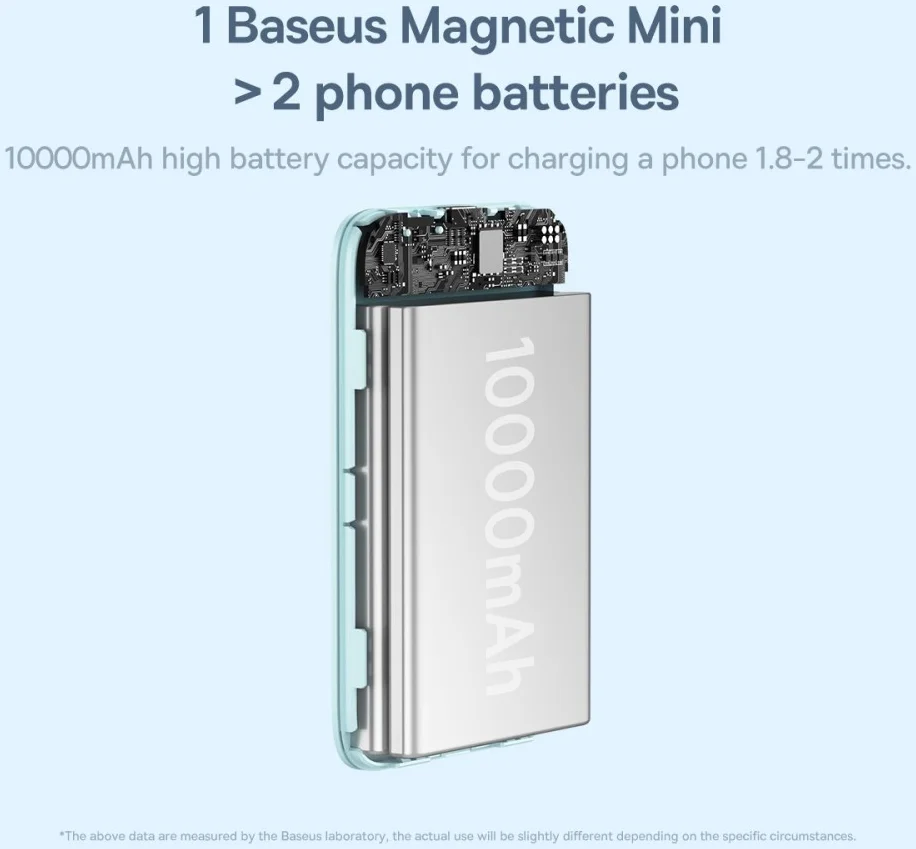 Baseus Megattach 10.000 mAh Powerbank Compact Met MagSafe Blauw 20W afbeelding 7