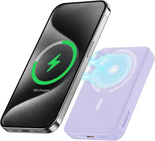 Baseus Megattach 10.000 mAh Powerbank Compact Met MagSafe Paars 20W afbeelding 2