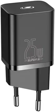 Baseus Super-Si USB-C Snellader Quick Charge 25W Zwart