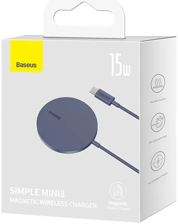 Baseus Simple Mini3 MagSafe Draadloze Oplader Fast Charge 15W Paars afbeelding 6