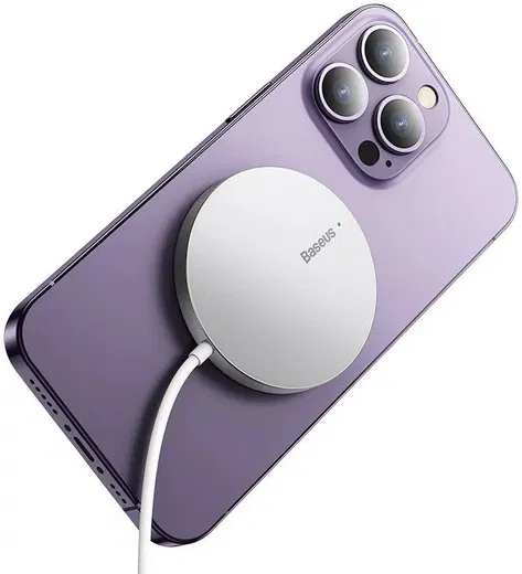 Baseus Simple Mini3 MagSafe Draadloze Oplader Fast Charge 15W Zilver afbeelding 2