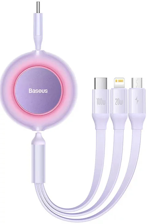 Baseus 3-in-1 Kabel USB-C naar Micro-USB / USB-C / Lightning 1.1M Paars afbeelding 1