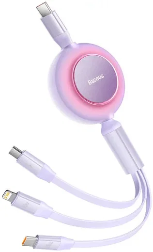 Baseus 3-in-1 Kabel USB-C naar Micro-USB / USB-C / Lightning 1.1M Paars afbeelding 2