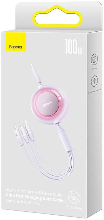 Baseus 3-in-1 Kabel USB-C naar Micro-USB / USB-C / Lightning 1.1M Paars afbeelding 9