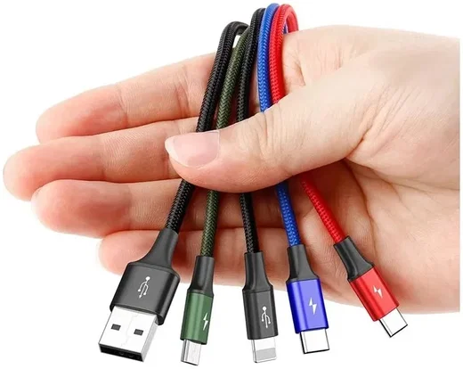 Baseus USB 4-in-1 Kabel met Micro-USB /2x USB-C / Lightning 1.2M Zwart afbeelding 3