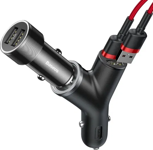 Baseus Y-type Dual USB + Sigarettenaansteker 40W Autolader Zwart afbeelding 5