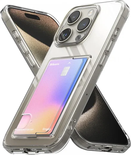 Ringke Fusion Card iPhone 15 Pro Max Hoesje Kaarthouder Transparant afbeelding 2
