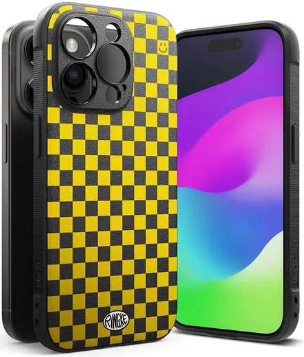 Ringke Onyx Design iPhone 15 Pro Max Hoesje Flexibel TPU Checkerboard afbeelding 2