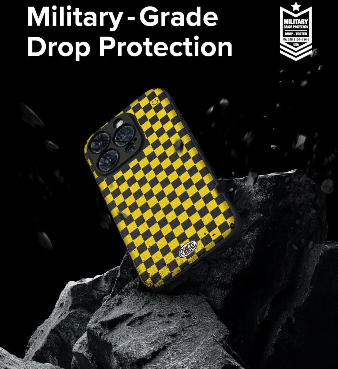 Ringke Onyx Design iPhone 15 Pro Max Hoesje Flexibel TPU Checkerboard afbeelding 4