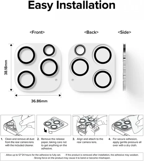 Ringke Full Cover Glass iPhone 15 Pro Max Camera Protector Glas (2-Pack) afbeelding 12