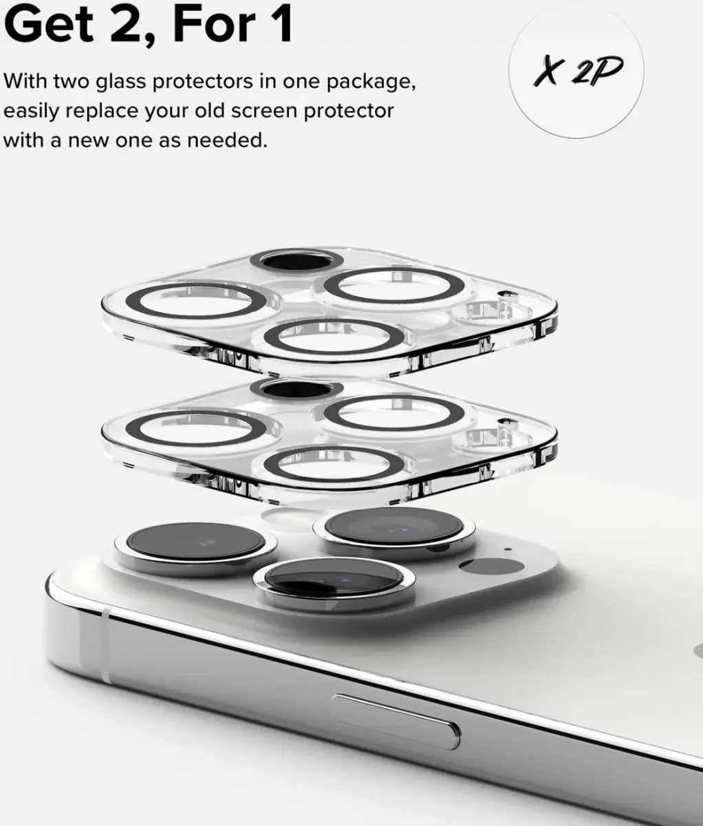 Ringke Full Cover Glass iPhone 15 Pro Max Camera Protector Glas (2-Pack) afbeelding 7