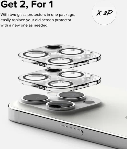 Ringke Full Cover Glass iPhone 15 Pro Max Camera Protector Glas (2-Pack) afbeelding 7