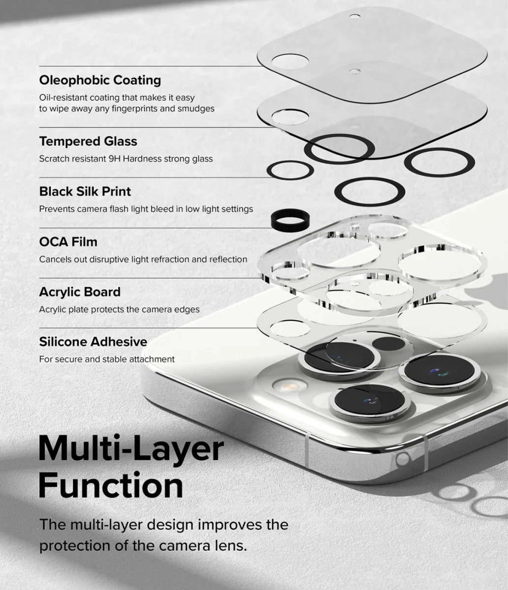 Ringke Full Cover Glass iPhone 15 Pro Max Camera Protector Glas (2-Pack) afbeelding 9