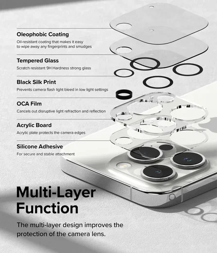 Ringke Full Cover Glass iPhone 15 Pro Max Camera Protector Glas (2-Pack) afbeelding 9
