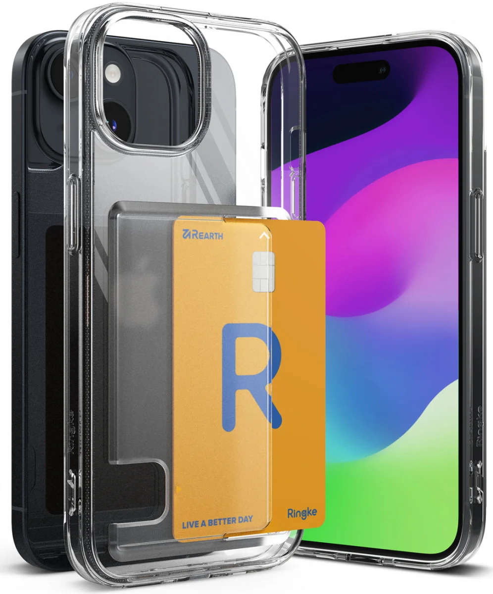 Ringke Fusion Card Apple iPhone 15 Hoesje Kaarthouder Transparant afbeelding 1