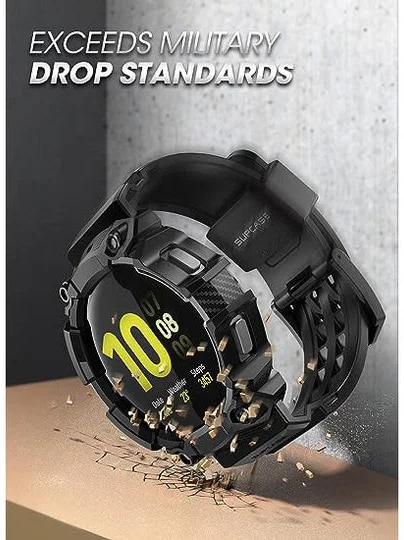 SUPCASE UB Pro Samsung Galaxy Watch 6/5/4 44MM Hoesje met Bandje Zwart afbeelding 2