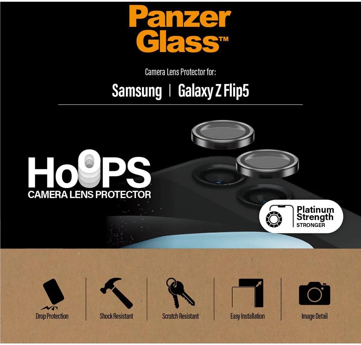 PanzerGlass Hoops Rings Samsung Galaxy Z Flip 5 Camera Lens Protector afbeelding 3