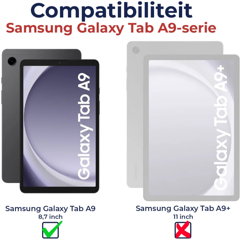 Rosso Element Samsung Galaxy Tab A9 Hoes Book Case Zwart afbeelding 2