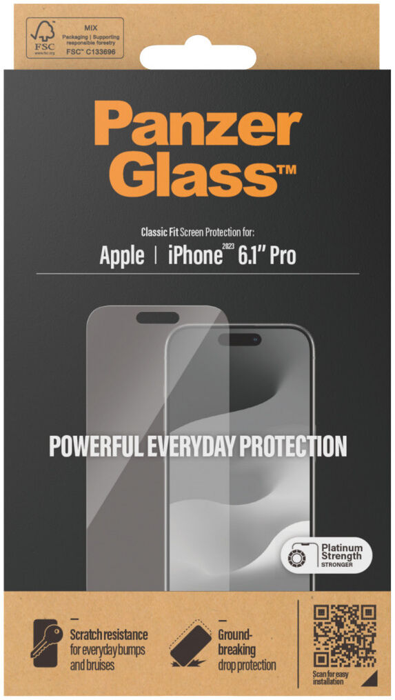 PanzerGlass Classic Fit Apple iPhone 15 Pro Screen Protector Glas afbeelding 4