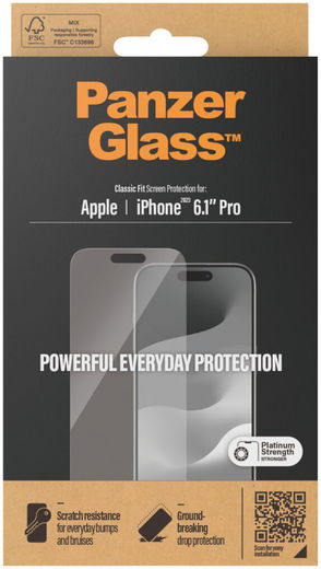 PanzerGlass Classic Fit Apple iPhone 15 Pro Screen Protector Glas afbeelding 4
