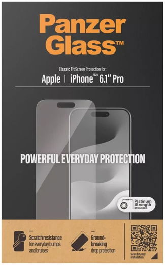 PanzerGlass Classic Fit Apple iPhone 15 Pro Screen Protector Glas afbeelding 3