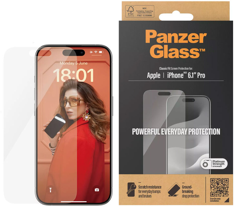PanzerGlass Classic Fit Apple iPhone 15 Pro Screen Protector Glas afbeelding 1